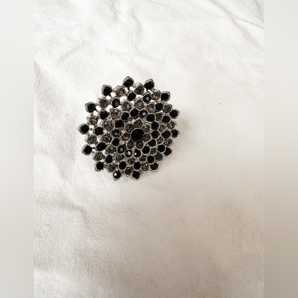 Black rhinestones ring one size fits all new